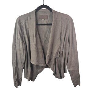 BlankNYC Jacket Womens L Brown Moto Drape Asymmetrical Lightweight Suede Biker